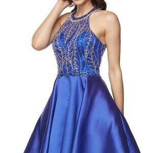 Halter Neck Sequined A-Line Prom Dress JT785